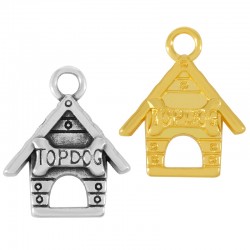 Ciondolo in Zamak Casetta per Cani Top Dog con Osso 16 mm