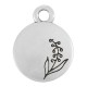 Zamak Charm Round with Lily Flower May 12mm