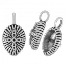 Breloque Ovale en Zamak avec Croix et Lignes 11 x 16 mm