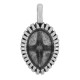 Breloque Ovale en Zamak avec Croix et Lignes 11 x 16 mm