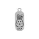 Colgante de Metal Zamak Chapa con Conejo "LUCK" 9x20mm