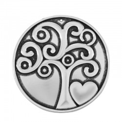 Ciondolo Rotondo in Zama con Albero e Cuore 50 mm