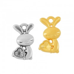 Colgante de Metal Zamak Conejo con Corazón 10x17mm