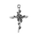 Pendentif en Zamak en Forme de Croix avec Fleur rose 23 x 30 mm