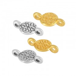Connecteur rond en Zamak avec Fleur Mandala 7 mm