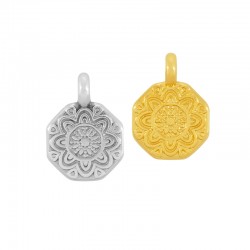 Charm Octogonal en Zamak avec Fleur 9 mm