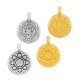 Zamak Charm Round with Flower 10mm