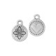 Zamak Charm Round with Heart & Flower 10mm