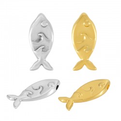 Breloque Poisson avec Vague en Zamak 8 x 19 mm Ø 1.6 mm