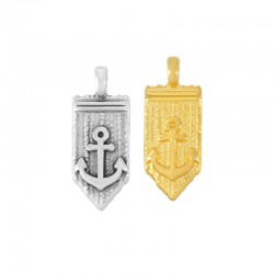 Breloque Géométrique en Zamak avec Ancre 8 x 16 mm