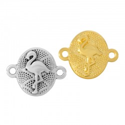 Connecteur Ovale en Zamak avec Flamant rose 11 x 13 mm