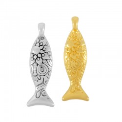 Breloque Poisson avec Fleur en Zamak 8 x 20 mm