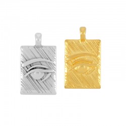 Breloque en Zamak Étiquette Rectangulaire avec œil Maléfique 11 x 15 mm