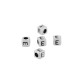 Perle cube en Zamak avec Lettre « E » 4 mm Ø 2.2 mm