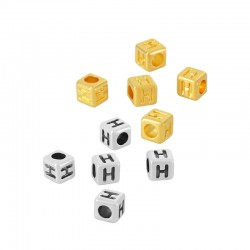 Μεταλλική Ζάμακ Χυτή Χάντρα Κύβος Γράμμα “H” 4mm Ø2.2mm
