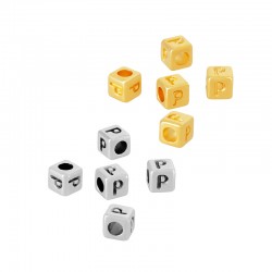 Zamak Bead Cube with Letter “P” 4mm Ø2.2mm
