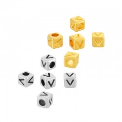 Cubetto in Zama con Lettera V 4 mm Ø 2.2 mm