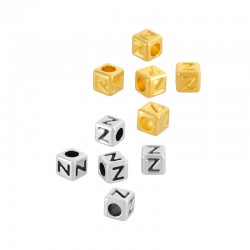 Zamak Bead Cube with Letter “Z” 4mm Ø2.2mm