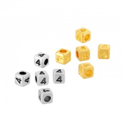 Zamak Bead Cube with Number “4” 4mm Ø2.2mm