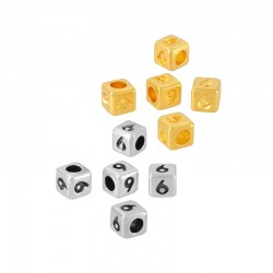 Zamak Bead Cube with Number “6 or 9” 4mm Ø2.2mm