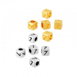 Zamak Bead Cube with Number “7” 4mm Ø2.2mm