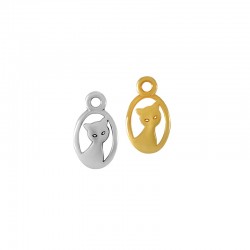 Zamak Charm Oval Frame with Cat 10x13mm