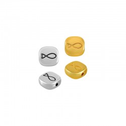 Zamak Bead Square with Fish 9mm Ø1.2mm