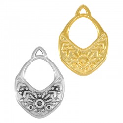 Breloque Ethnique en Zamak avec Symboles ~19 x 24 Mm/1.6 mm