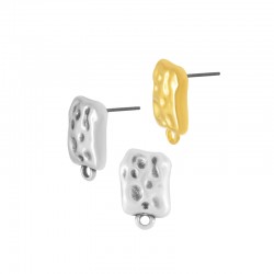 Orecchino in Zama Rettangolare con Anello 9X13 mm