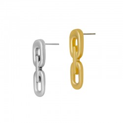 Boucles D'Oreilles Rectangulaires en Zamak avec Chaîne 11 x 30 mm