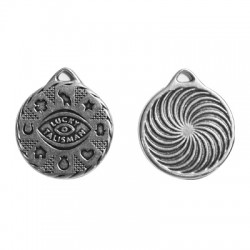 Ciondolo in Zama Rotondo "Talismano Portafortuna" 27mm