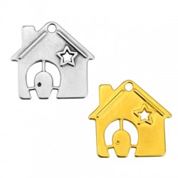 Pendentif Porte-Bonheur en Zamak Maison avec Étoile 29 x 28 mm