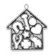 Pendentif en Zamak en Forme de Maison « ΚΑΛΗ Χρονια » avec Symboles Porte-Bonheur 50 x 52 mm