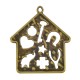 Pendentif en Zamak en Forme de Maison « ΚΑΛΗ Χρονια » avec Symboles Porte-Bonheur 50 x 52 mm