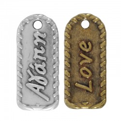 Pendentif en Zamak « Αγάπη - Love » 12 x 27 mm