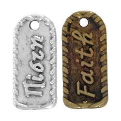 Pendentif en Zamak « Πίστη - Foi » 12 x 27 mm