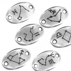 Zamak Connector Oval Star Signs 11x18mm Ø1.9m)
