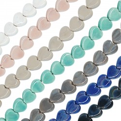 Perle en Céramique Émaillée cœur plat 13 x 9 mm Ø 2.2 mm