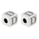 Perle cube en Zamak avec Lettre « D » 7 mm Ø3.7 mm