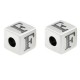 Zamak Bead Cube with Letter "F" 7mm Ø3.7mm