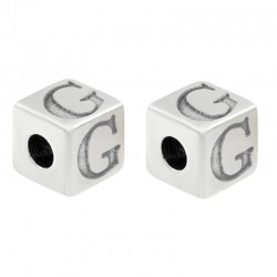 Perle cube en Zamak avec Lettre « G » 7 mm Ø 3.7 mm