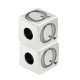 Zamak Bead Cube with Letter "Q" 7mm Ø3.7mm