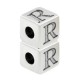 Zamak Bead Cube with Letter "R" 7mm Ø3.7mm