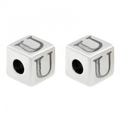 Entrepieza de Metal Zamak Cubo Letras y Números 7x7mm (Ø3mm)