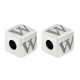 Zamak Bead Cube with Letter "W" 7mm Ø3.7mm