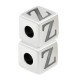 Zamak Bead Cube with Letter "Z" 7mm Ø3.7mm