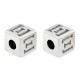 Zamak Bead Cube with Letter "Ξ" 7mm Ø3.7mm