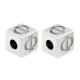 Zamak Bead Cube with Letter "Φ" 7mm Ø3.7mm