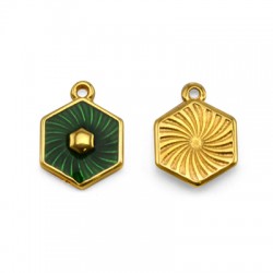 Pendentif en Zamak Émaillé Hexagone 14 x 16 mm