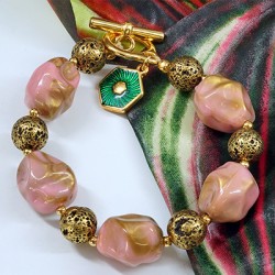 Pendentif en Zamak Émaillé Hexagone 14 x 16 mm